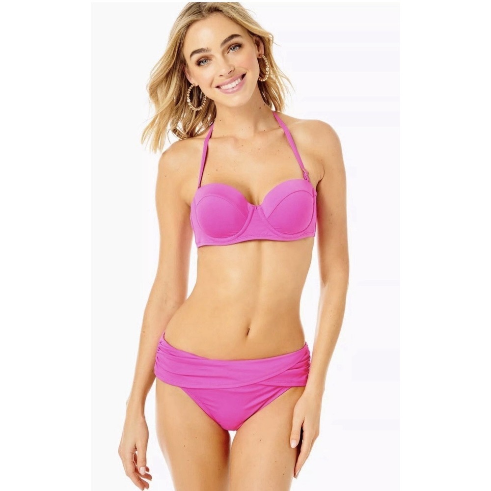 LILLY PULITZER Leven Top & Lagoon Sarong Bikini Bottom Plumeria Pink 16 New
